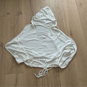 Free People Movement White Modal Blend Batwing Hoodie – Size Medium